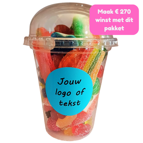 100 snoepbekers crowdfunding voor verenigingen of bedrijfven die winst willen maken met snoep