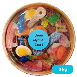 5 snoepdozen met optioneel eigen logo of naam