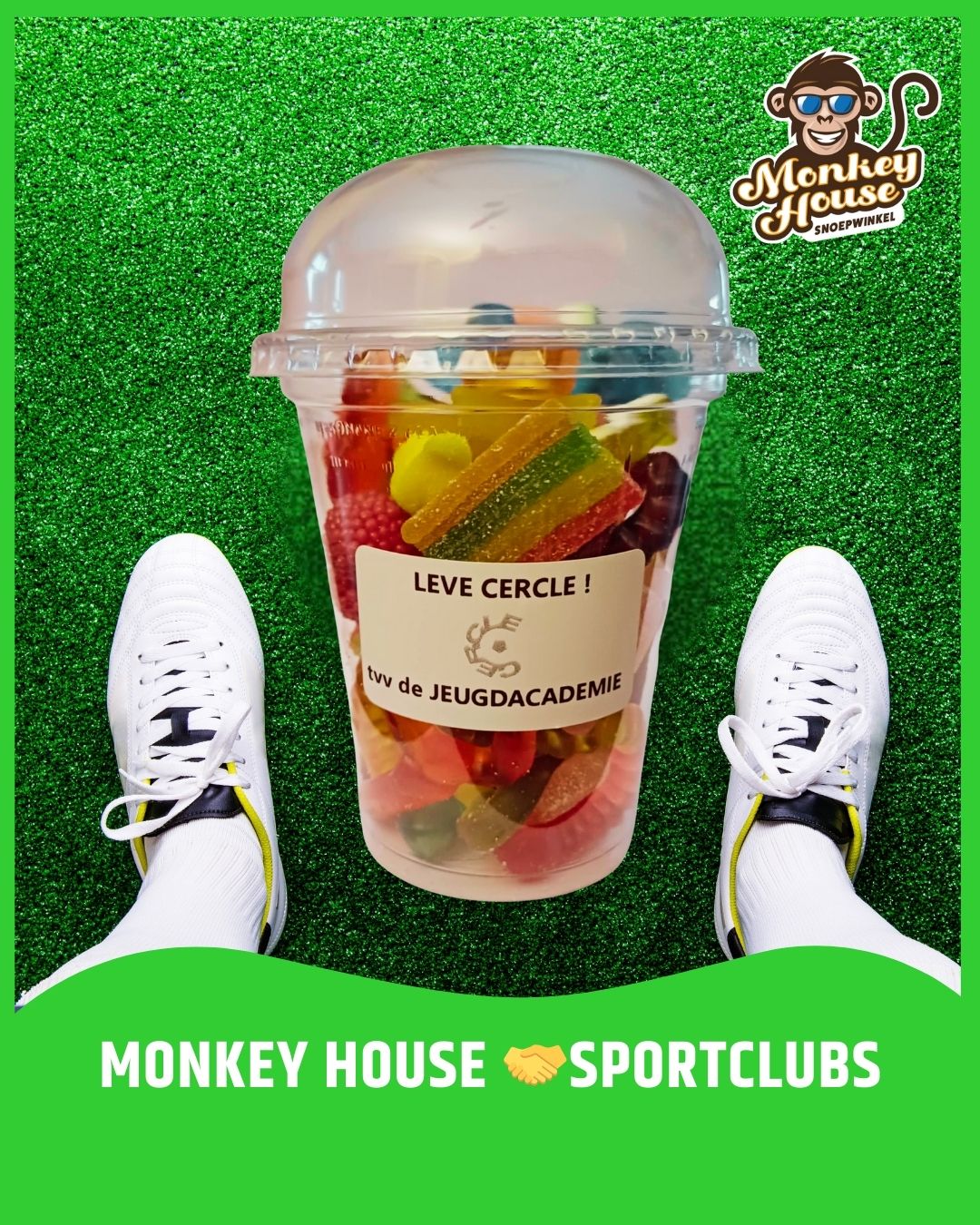 Snoepverkoop met sportclubs die winst willen maken.