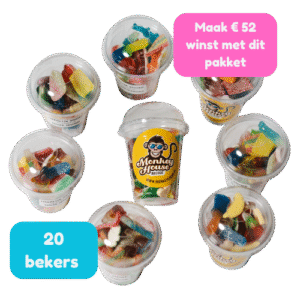 Testpakket 20 gevulde snoepbekers van 250 gram